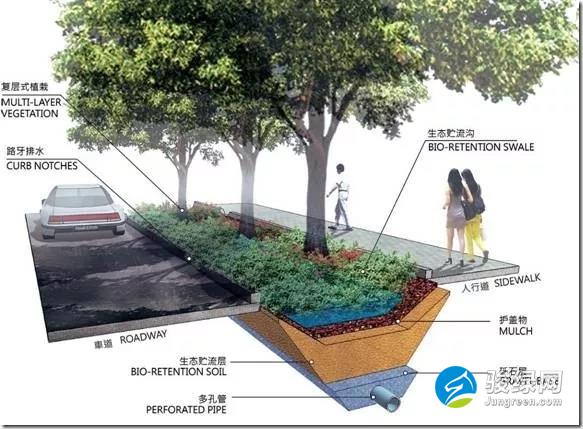 LID理念解决“海绵城市”问题示意图